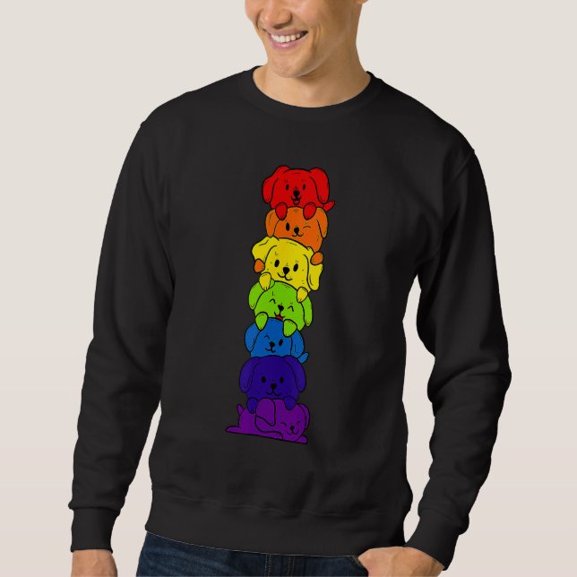 Dogs Stack Rainbow LGBT Gay Les Trans Pride Pet Sweatshirt (Front)