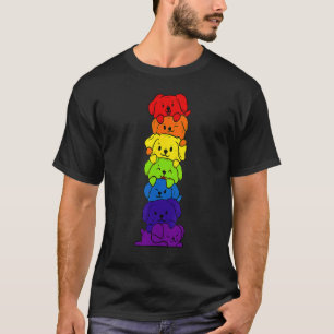 Dogs Stack Rainbow LGBT Gay Les Trans Pride Pet T-Shirt
