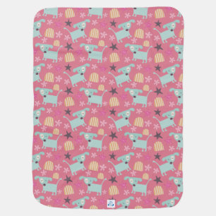 Dogs, Stars, and Flowers Baby Blanket