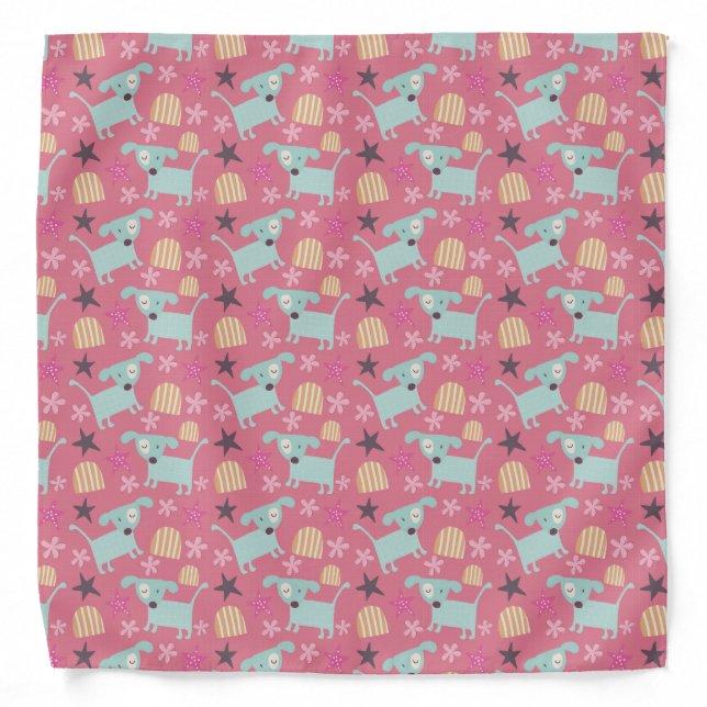 Dogs, Stars, and Flowers Bandana (Front)