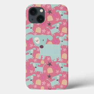 Dogs, Stars, and Flowers iPhone 13 Case