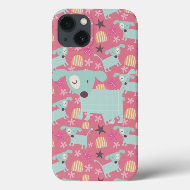 Dogs, Stars, and Flowers Case-Mate iPhone Case (Back)