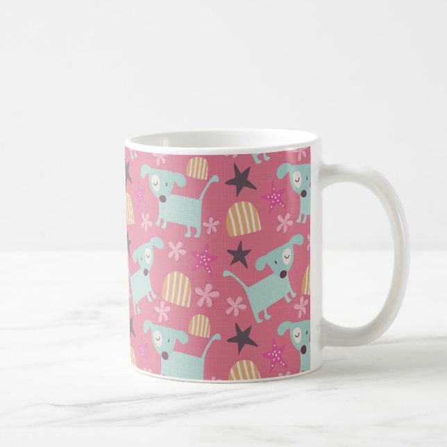 Dogs, Stars, and Flowers Coffee Mug (Right)