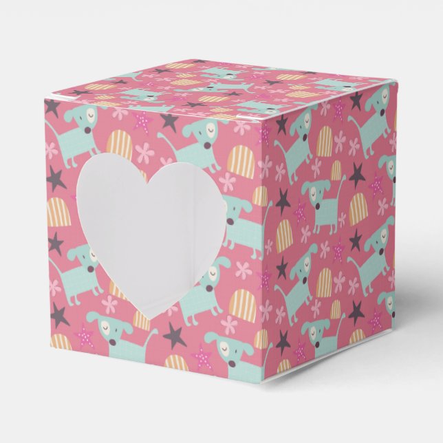 Dogs, Stars, and Flowers Favor Boxes (Front Side)