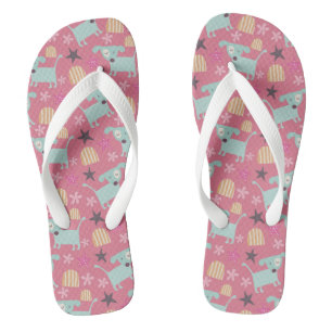 Dogs, Stars, and Flowers Flip Flops