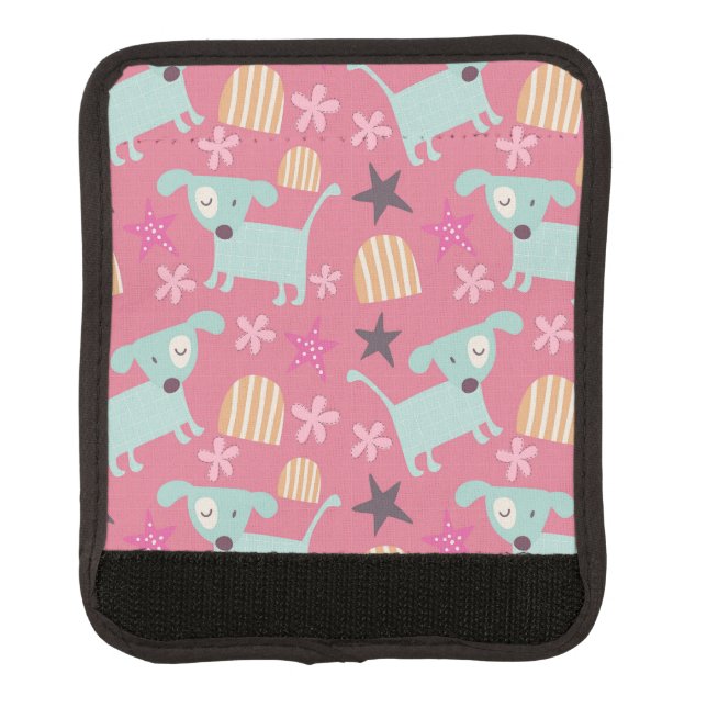 Dogs, Stars, and Flowers Luggage Handle Wrap (Front)