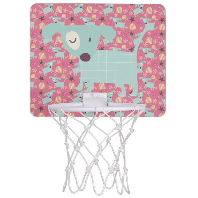 Dogs, Stars, and Flowers Mini Basketball Hoop (Front)