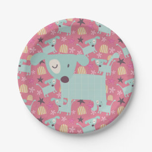 Dogs, Stars, and Flowers Paper Plates