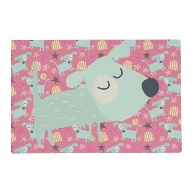Dogs, Stars, and Flowers Placemat (Back)