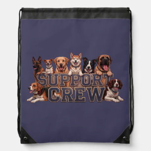 Dogs Support Crew   Multi Breed Dog Owner Daypack Drawstring Bag