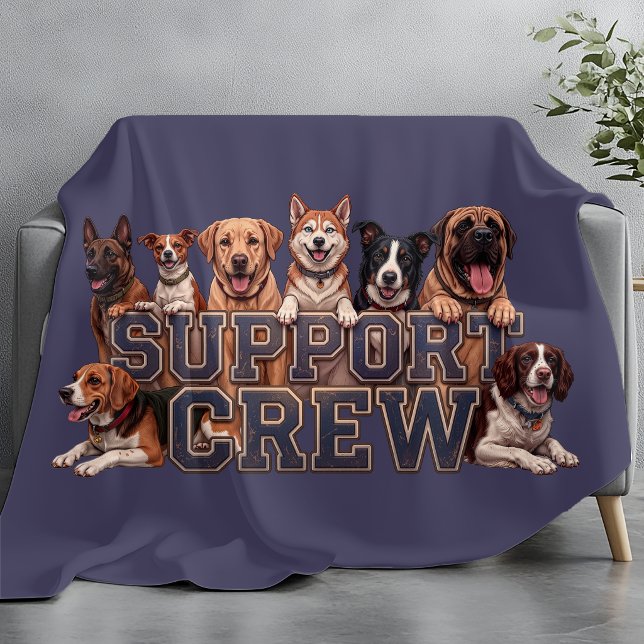 Dogs Support Crew Multi Breed Owner Blue Dog Lover Fleece Blanket (Creator Uploaded)