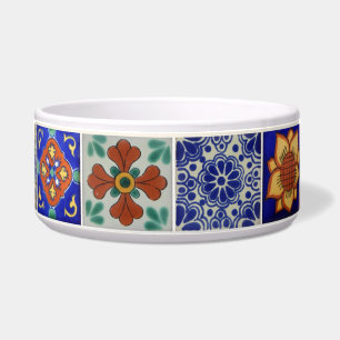 Dog's Talavera Tile Image on Feeding Ceramic Bowl