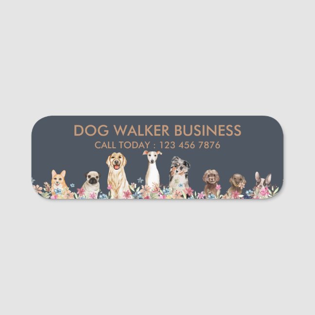 Dogs Walker Trainer Pet Coach Groomer Grooming Name Tag