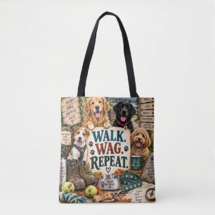 Dogs & Walks Hiking Dog Lover Tote Bag