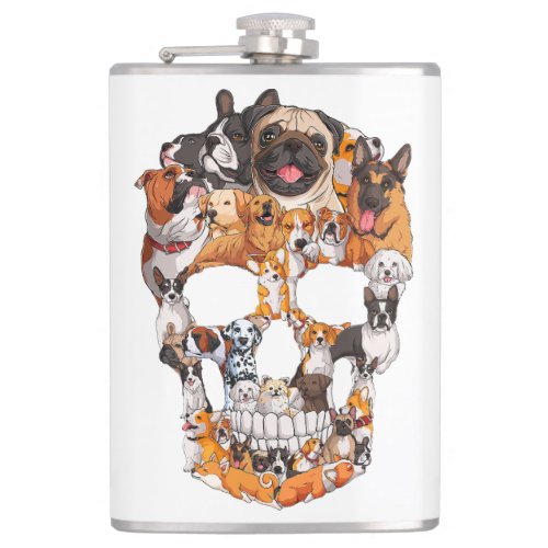 Dogs Wearing Ghost Costume Funny Dog Halloween  Flask