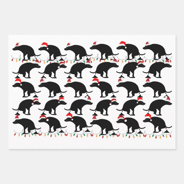 Dogs wearing Santa hats and Pooping Wrapping Paper Sheets (Front)