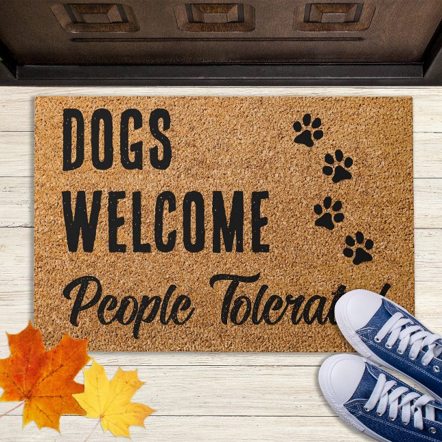 Dogs Welcome Funny Pet Dog Lover Paw Prints  Doormat (Creator Uploaded)