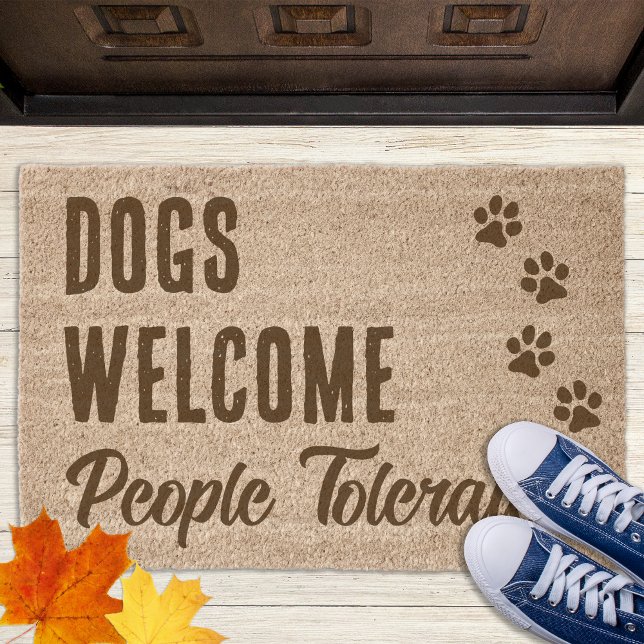 Dogs Welcome People Tolerated Funny Dog Coir Fiber Doormat (Creator Uploaded)