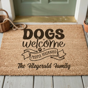 Dogs Welcome People Tolerated Funny Pet Lover Fiber Doormat