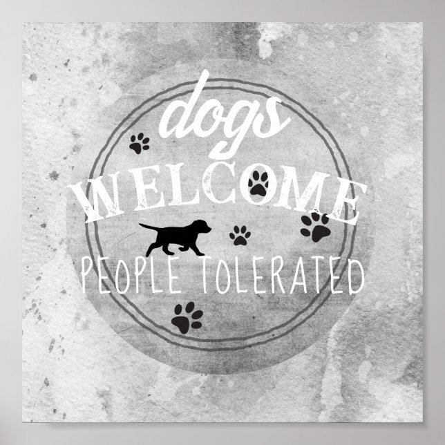 dogs welcome people tolerated gray and white decor (Front)