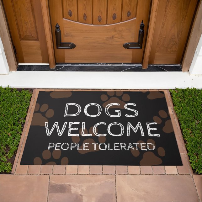 Dogs Welcome People Tolerated | Paw Prints Doormat (Outdoor)