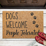 Dogs WelcomePeople Tolerated Rustic Coir Funny Dog Doormat<br><div class="desc">Welcome guests with this funny doormat ! " Dogs Welcome , People Tolerated ". . Welcome Doormat - Dog Paw Print Floor Mat. Rustic natural faux coir and black design with paw prints. COPYRIGHT © 2022 Judy Burrows, Black Dog Art - All Rights Reserved. Dogs WelcomePeople Tolerated Rustic Coir Funny...</div>
