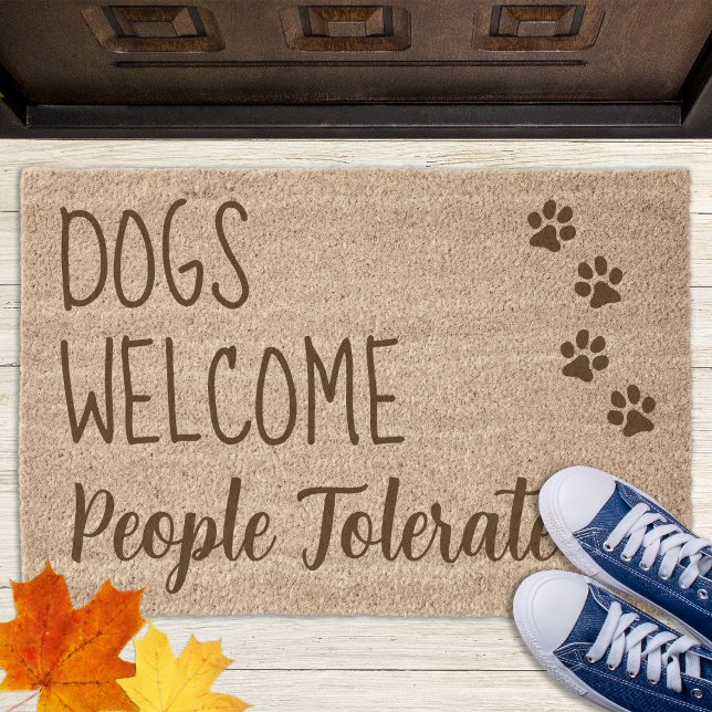 Dogs WelcomePeople Tolerated Rustic Coir Funny Dog Fiber Doormat (Creator Uploaded)