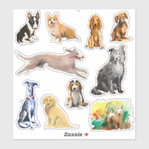 Dogs, whippet, beagle puppy, cocker spaniel sticker