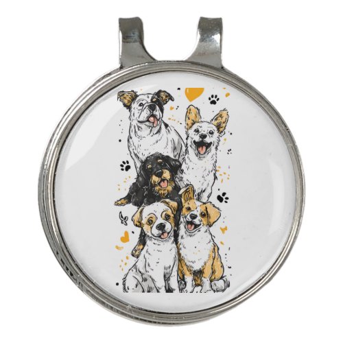 Dogs white badge golf hat clip