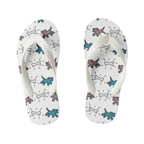 Dogs White Bones Graffiti Style Kids flip flop 4