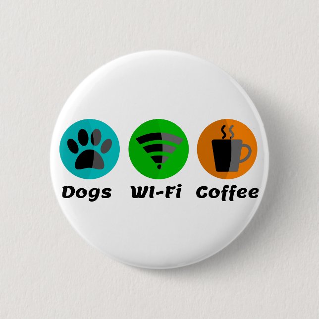 Dogs Wi-Fi And Coffee Button (Front)
