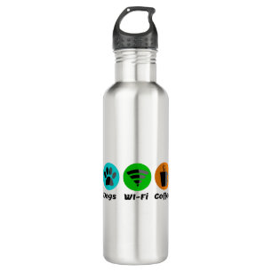 Dogs Wi-Fi And Coffee Stainless Steel Water Bottle
