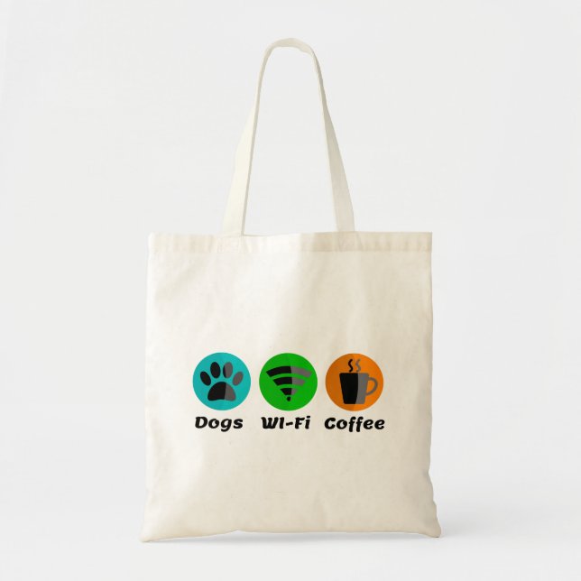 Dogs Wi-Fi And Coffee Tote Bag (Front)