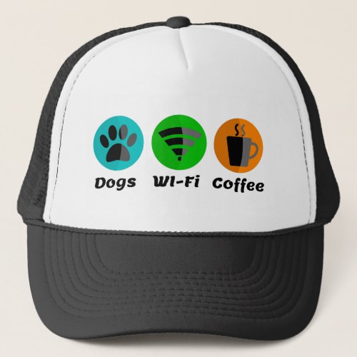 Dogs Wi_Fi And Coffee Trucker Hat