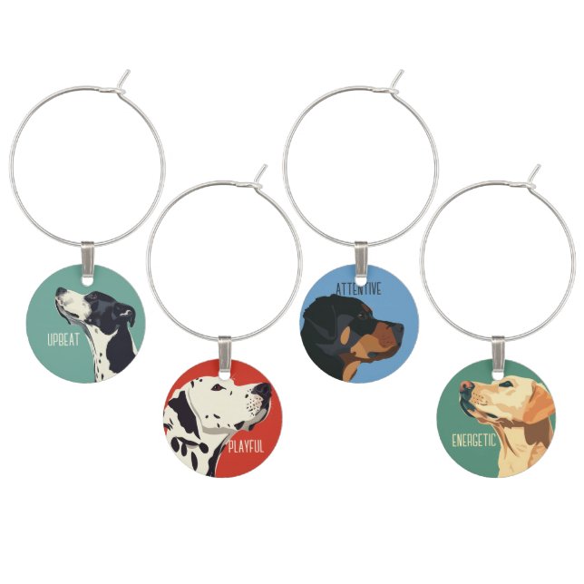 Dogs Wine Charm (Staggered)