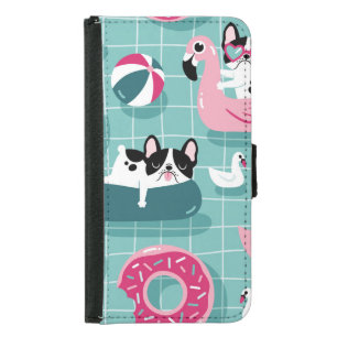 Dogs with pool floats, vintage pattern. samsung galaxy s5 wallet case