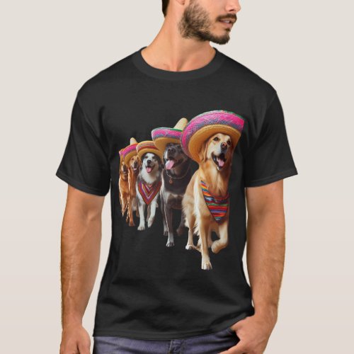 Dogs With Somebrero Dancing Conga T_Shirt