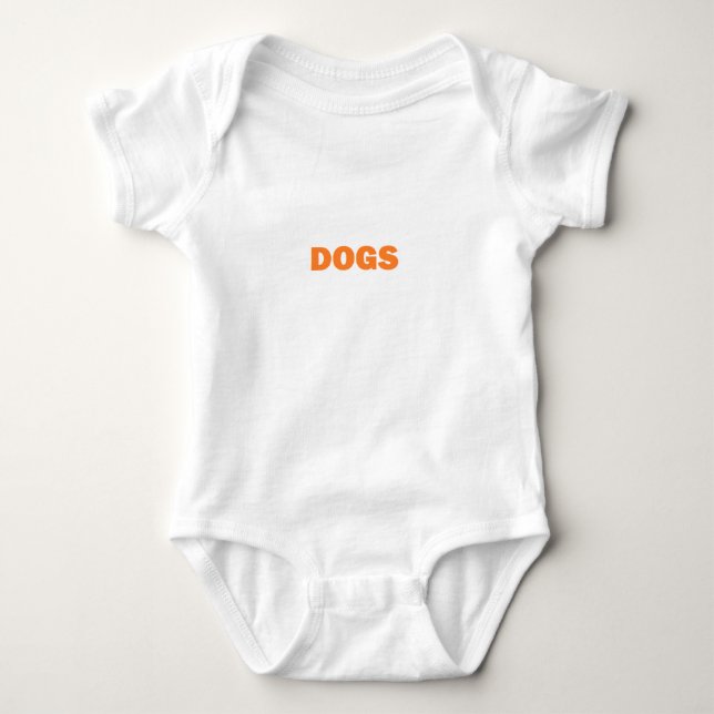 DOGS word in yellow Baby Bodysuit (Front)