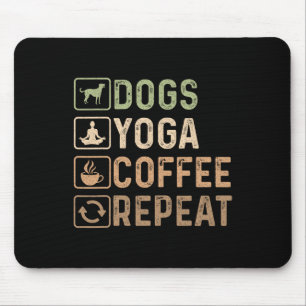 Dogs Yoga Coffee Repeat Funny Vintage Mouse Pad