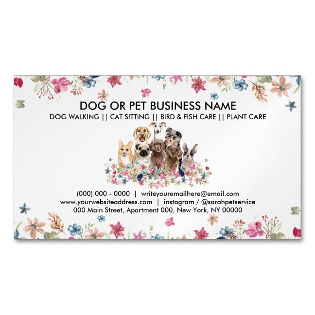 Dogsitter or pet boutique business card magnet