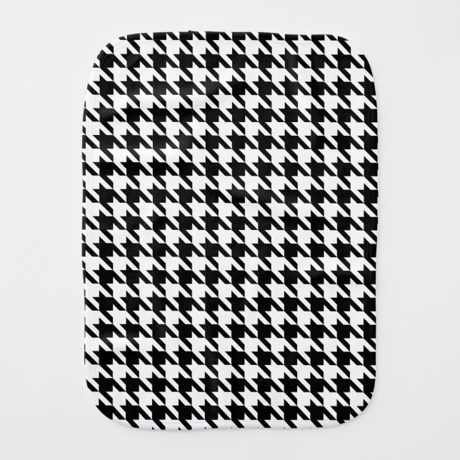 Dogtooth, Houndstooth pattern in Black&White Burp Cloth (Front)