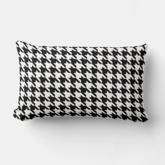 Dogtooth, Houndstooth pattern in Black&White Lumbar Pillow
