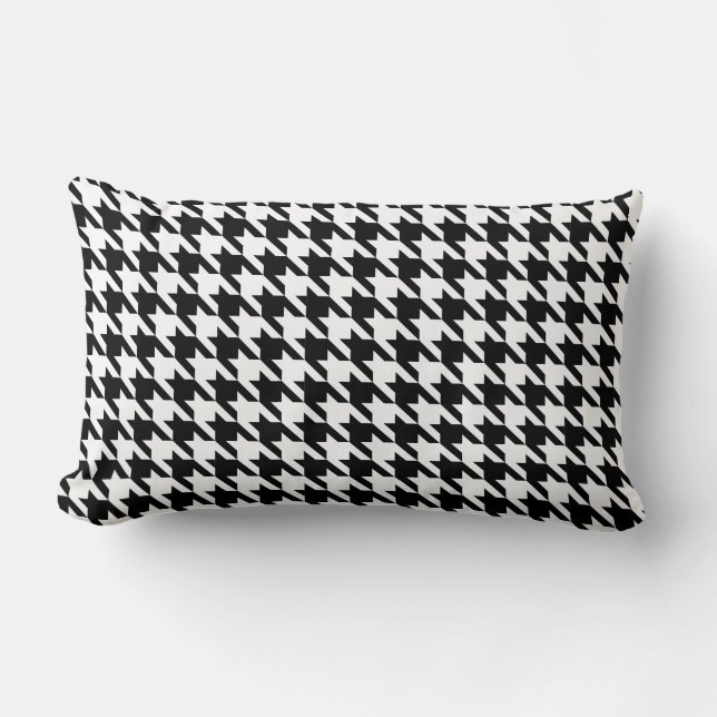 Dogtooth, Houndstooth pattern in Black&White Lumbar Pillow (Front)