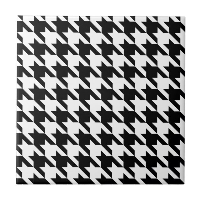 Dogtooth, Houndstooth pattern in Black&White Tile (Front)