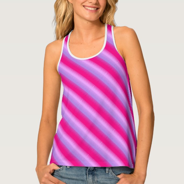 Dogtooth stripes bright purple pink pattern tee (Front)
