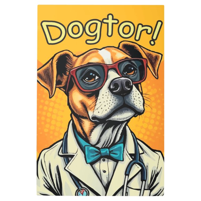 Dogtor is Here Metal Print (Front)