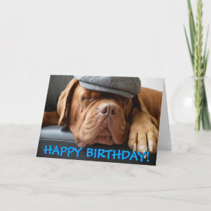 Dogue burgundy photo birthday card