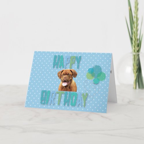 Dogue De Borde French Mastiff Happy Birthday Polka Card