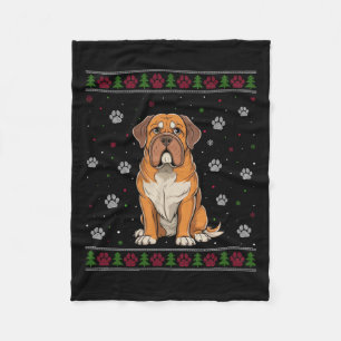 Dogue De Bordeaux Christmas Sweater Xmas Pet Dog L Fleece Blanket