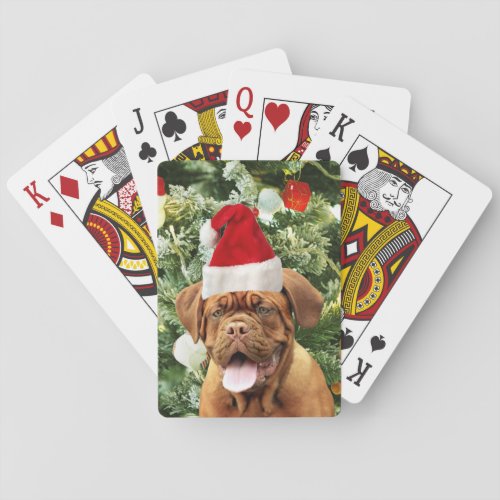Dogue de Bordeaux Christmas Tree Snowman Gift Box Playing Cards